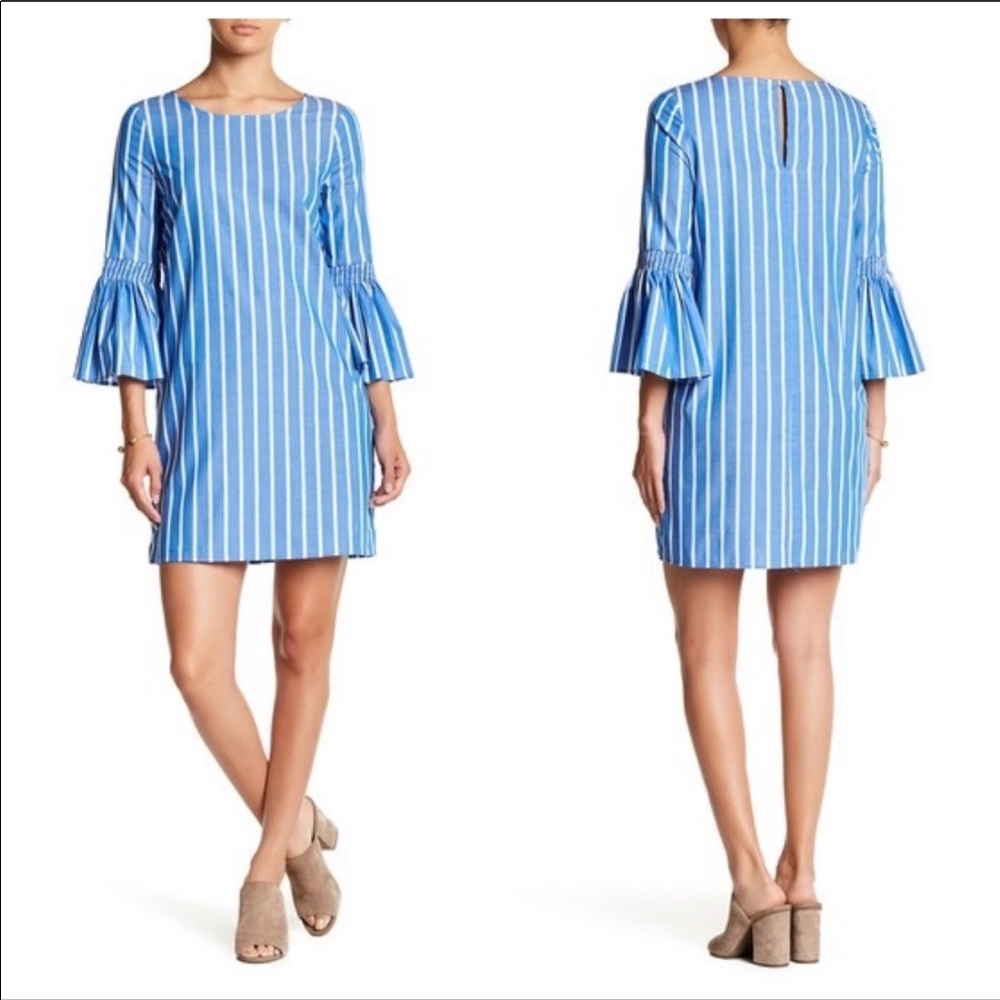 NWT love ady striped blue dress bell sleeve
